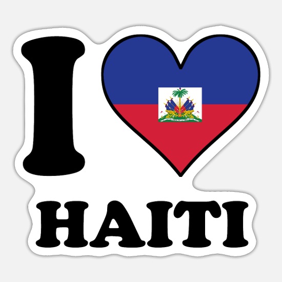 I love Haiti graphic with Haitian flag inside a heart shape